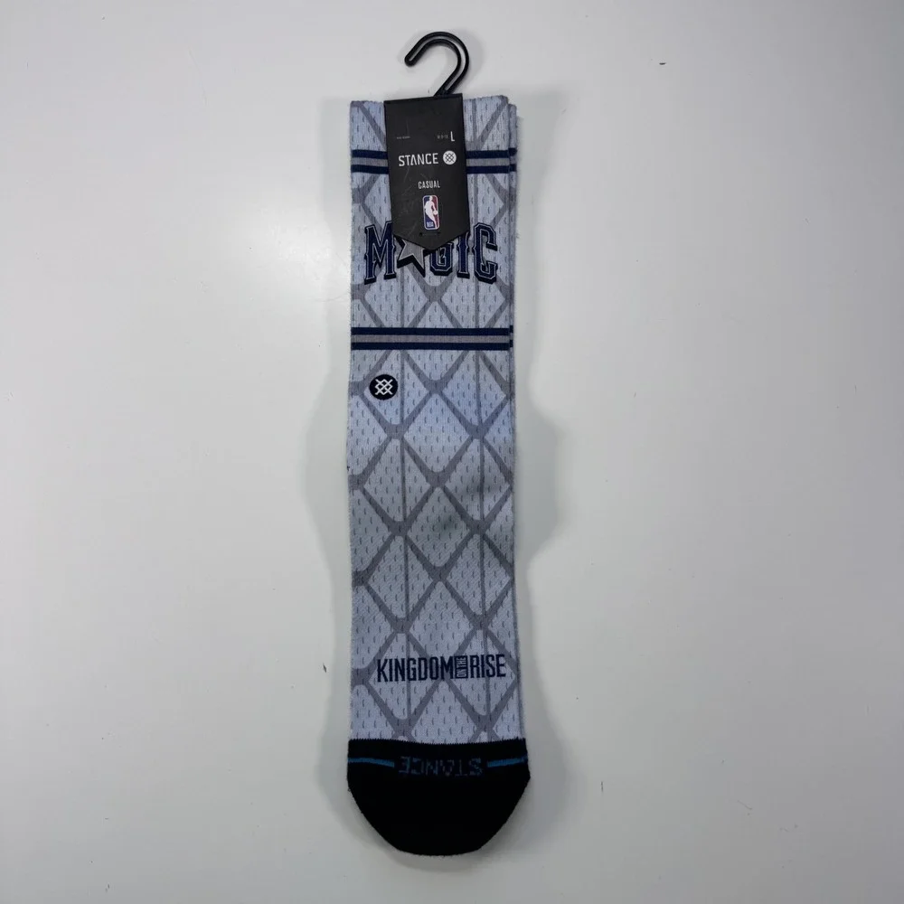 STANCE NBA Orlando Magic Crew Socks Casual Kingdom Rise Gray Black Mens Large